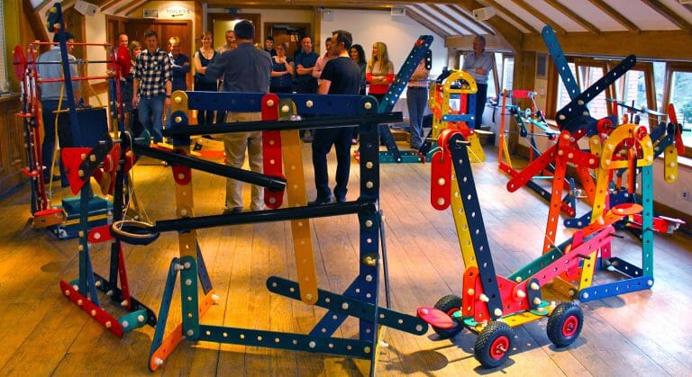 Completed Plan of Action contraption - one of Orangeworks team building activities.