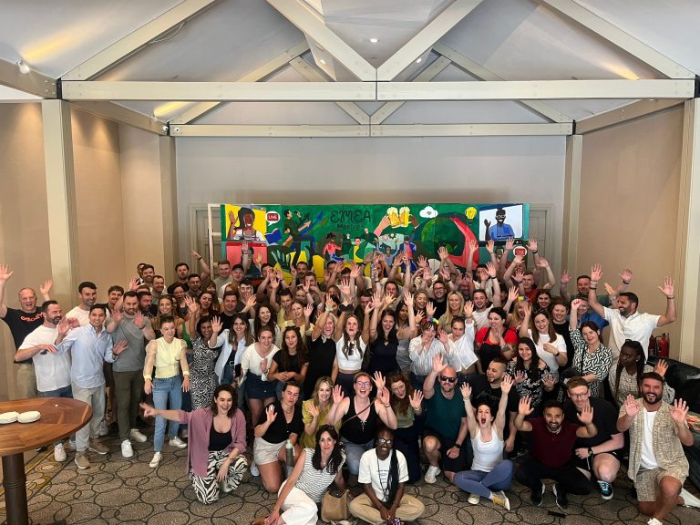 Delegates of Orangeworks team activity 'The Big Picture' with their final masterpiece.