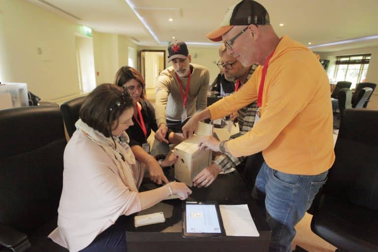 Delegates building a bird box together during their CSR based team building activity, The Green Game, hosted by Orangeworks.