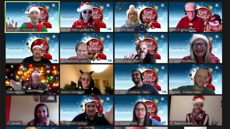 Race Around the World Festive | Orangeworks Remote Team Building Activities