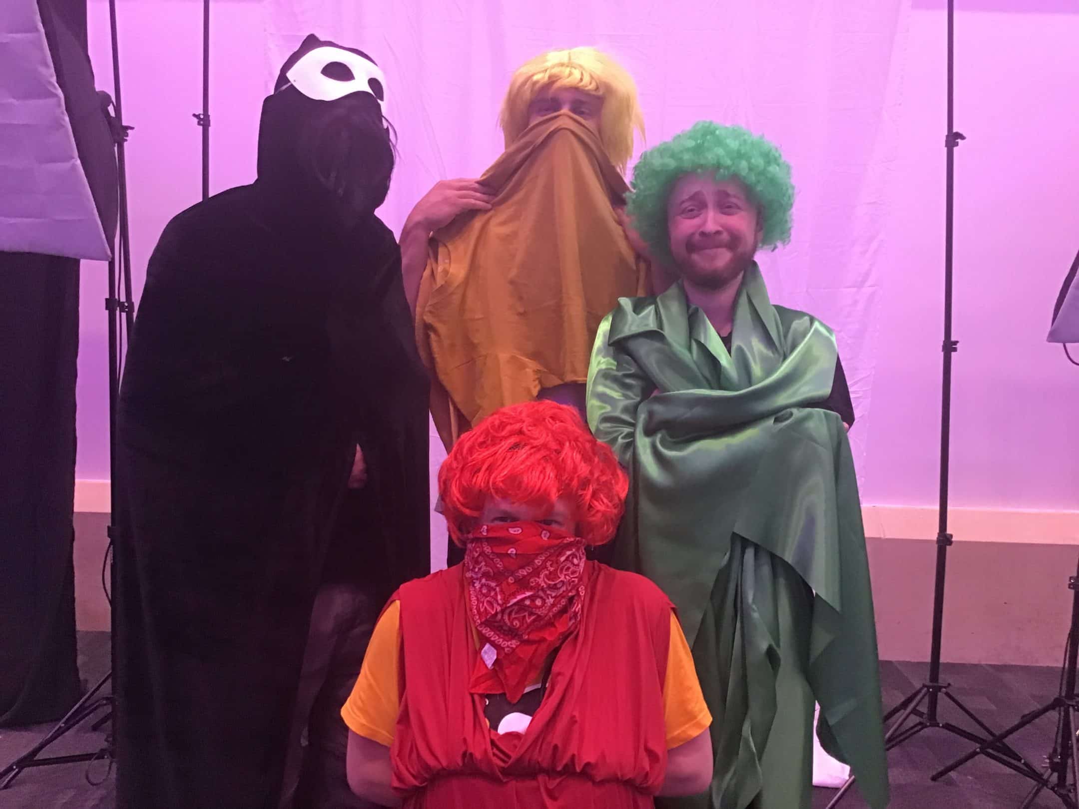 Delegates dressing up in costumes and taking selfies as part of Orangeworks team bonding activity called Picture Perfect.