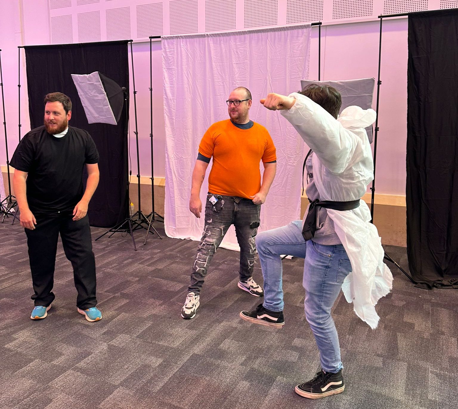 Delegates dressing up in costumes and taking selfies as part of Orangeworks team bonding activity called Picture Perfect.