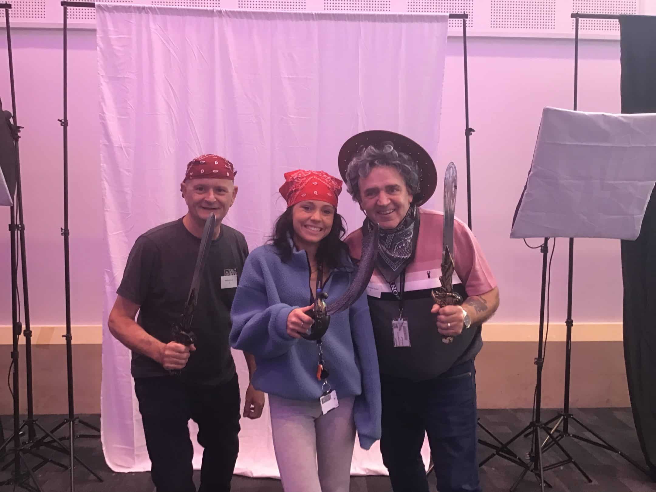 Delegates dressing up in costumes and taking selfies as part of Orangeworks team bonding activity called Picture Perfect.