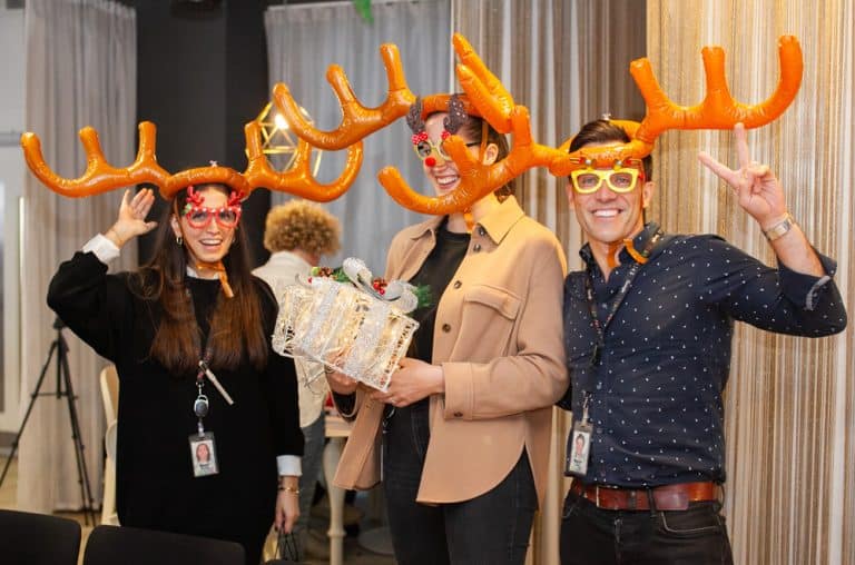 Delegates participating in Orangeworks activity '15 Famous Minutes' where they work together to create their own movie.