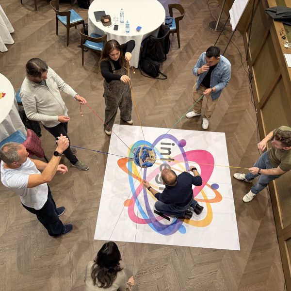 Delegates taking part in one of Orangeworks experiential learning activities called Integrity.