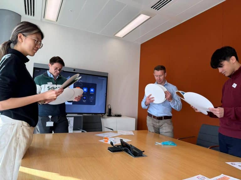 Delegates taking part in one of Orangeworks experiential learning activities called Integrity.