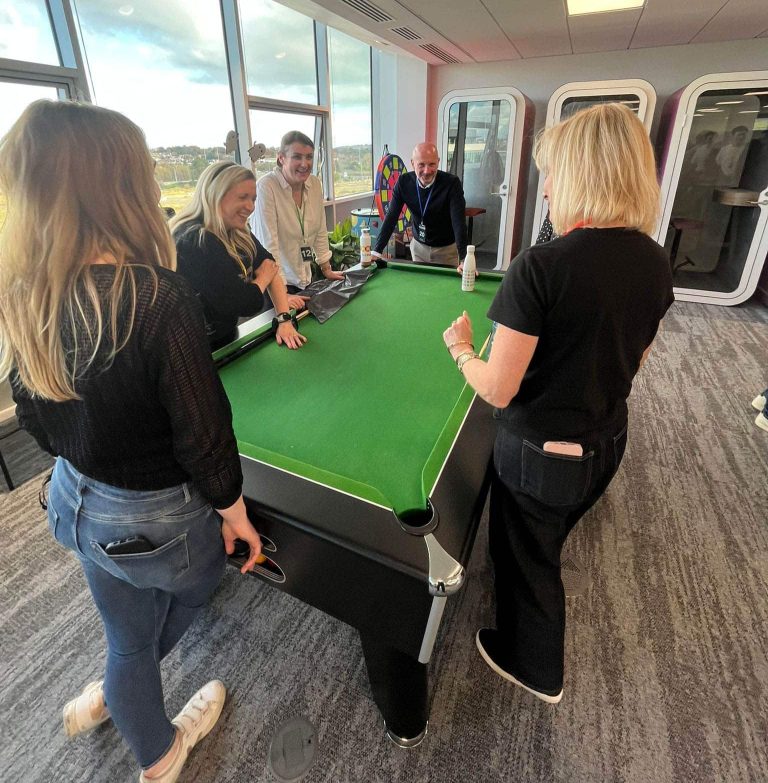 Delegates taking part in Orangeworks team building activity called Friend or Foe.