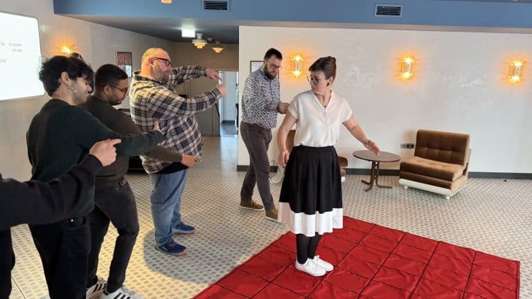 Delegates taking part in one of Orangeworks experiential learning activities called Integrity.