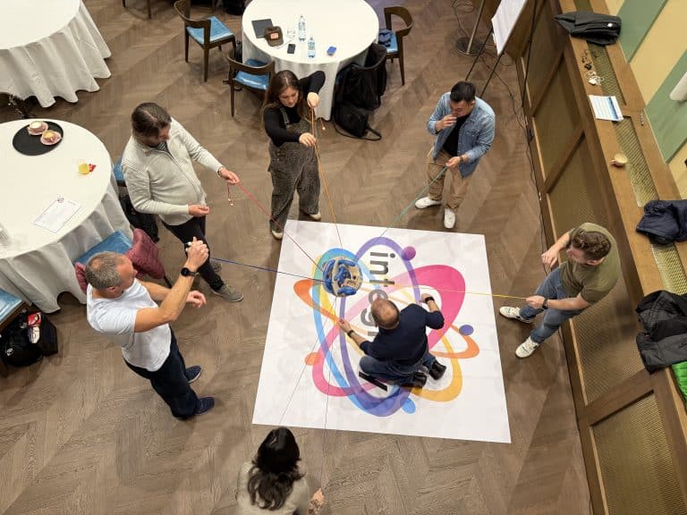 Delegates taking part in one of Orangeworks experiential learning activities called Integrity.